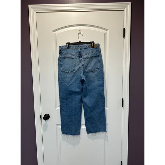 Madewell The Perfect Vintage Wide Leg Crop Jeans Raw Hem Size 12 / 31 - Picture 2 of 9